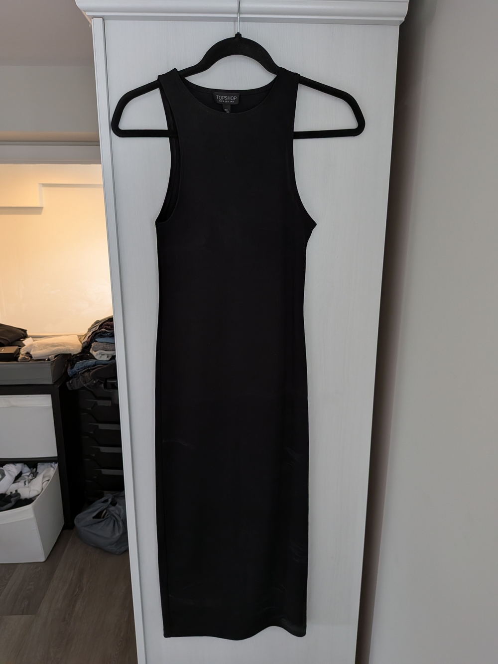 Topshop Ribbed Midi Tube Dress Black Size 4